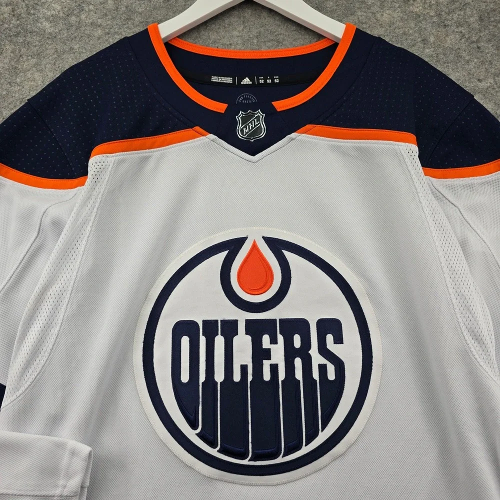Adidas Edmonton Oilers NHL Jersey Mens 52 White Primegreen Hockey Fight Strap